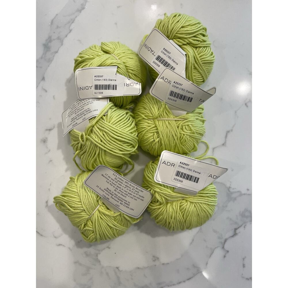 6 Skeins Adrienne Vittadini Citron Dianna Yarn 50 g/87 yds each